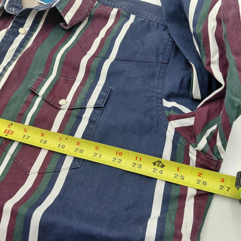 Wrangler Western Shirt Mens 2XL Pearl Snap Long Sleeve Striped Navy 
Brushpopper - Picture 4 of 8
